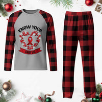 Know Your Status Red Ribbon HIV AIDS Awareness Support Month Gift Plaid Pajama Set - Wonder Print Shop