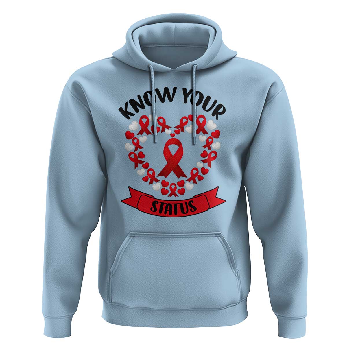 Know Your Status Red Ribbon HIV AIDS Awareness Support Month Gift Hoodie - Wonder Print Shop