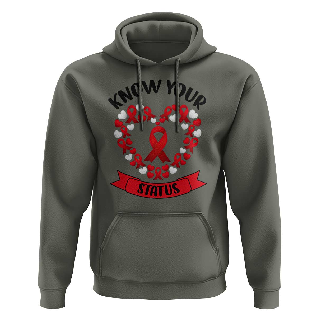 Know Your Status Red Ribbon HIV AIDS Awareness Support Month Gift Hoodie - Wonder Print Shop