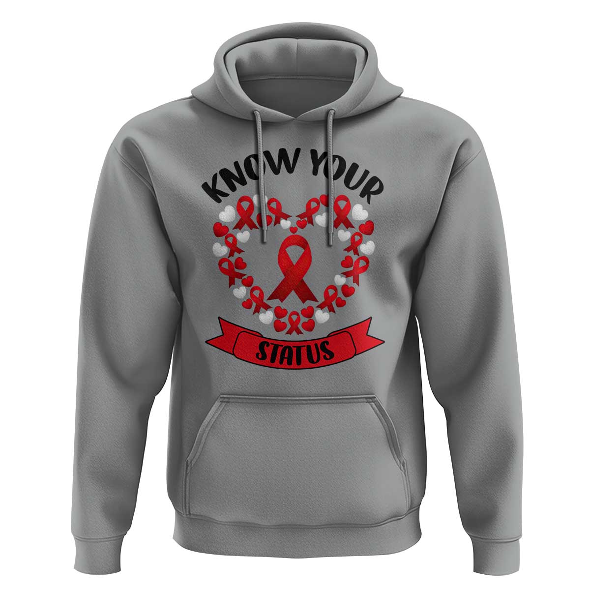 Know Your Status Red Ribbon HIV AIDS Awareness Support Month Gift Hoodie - Wonder Print Shop