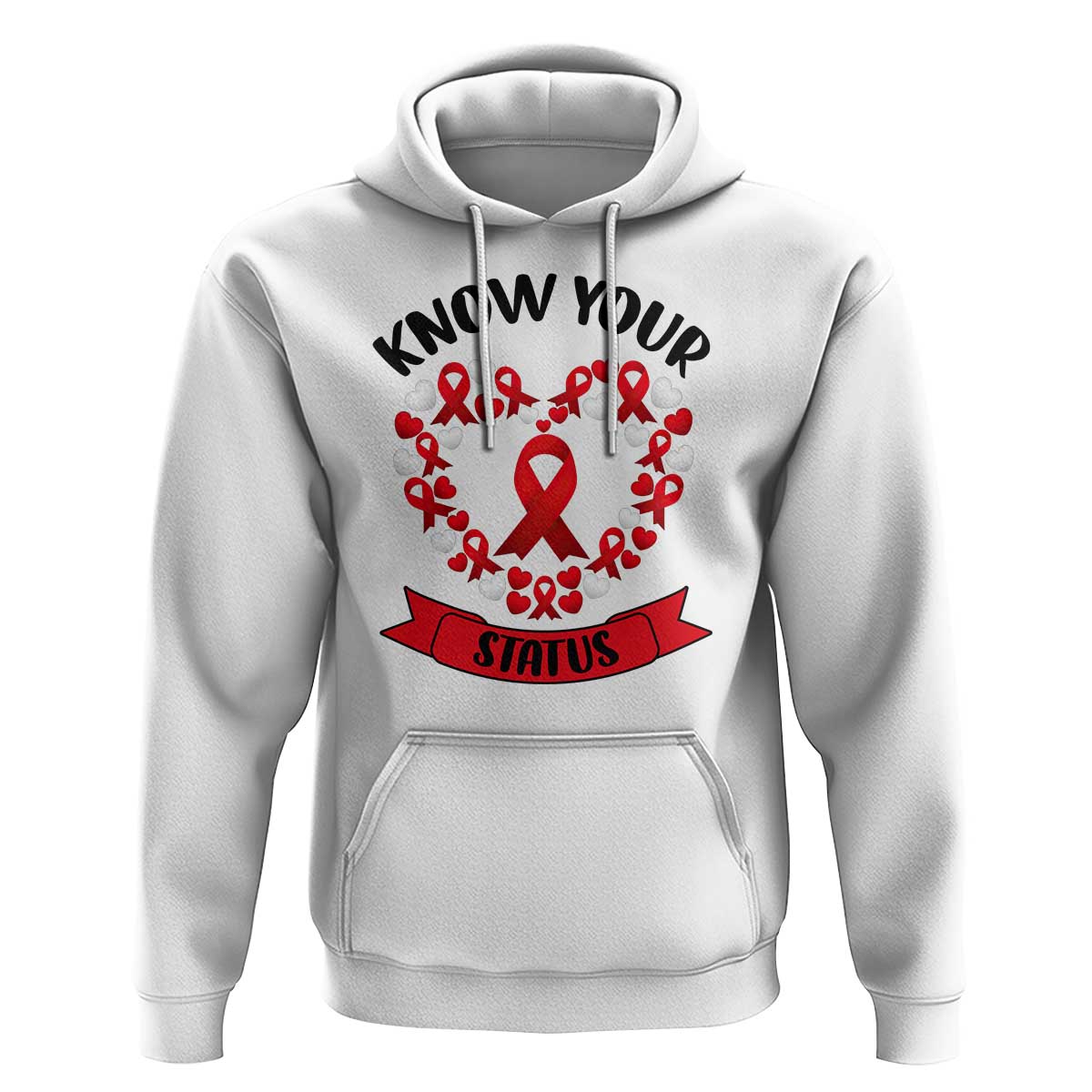 Know Your Status Red Ribbon HIV AIDS Awareness Support Month Gift Hoodie - Wonder Print Shop