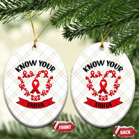 Know Your Status Red Ribbon HIV AIDS Awareness Support Month Gift Ceramic Ornament - Wonder Print Shop