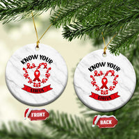 Know Your Status Red Ribbon HIV AIDS Awareness Support Month Gift Ceramic Ornament - Wonder Print Shop