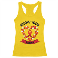 Know Your Status Red Ribbon HIV AIDS Awareness Support Month Gift Racerback Tank Top - Wonder Print Shop