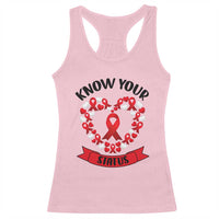 Know Your Status Red Ribbon HIV AIDS Awareness Support Month Gift Racerback Tank Top - Wonder Print Shop