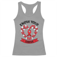 Know Your Status Red Ribbon HIV AIDS Awareness Support Month Gift Racerback Tank Top - Wonder Print Shop