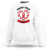 Know Your Status Red Ribbon HIV AIDS Awareness Support Month Gift Sweatshirt - Wonder Print Shop