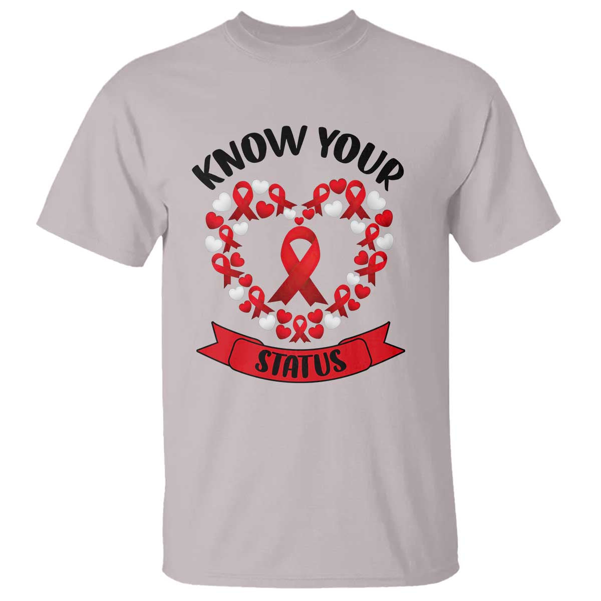 Know Your Status Red Ribbon HIV AIDS Awareness Support Month Gift T Shirt - Wonder Print Shop
