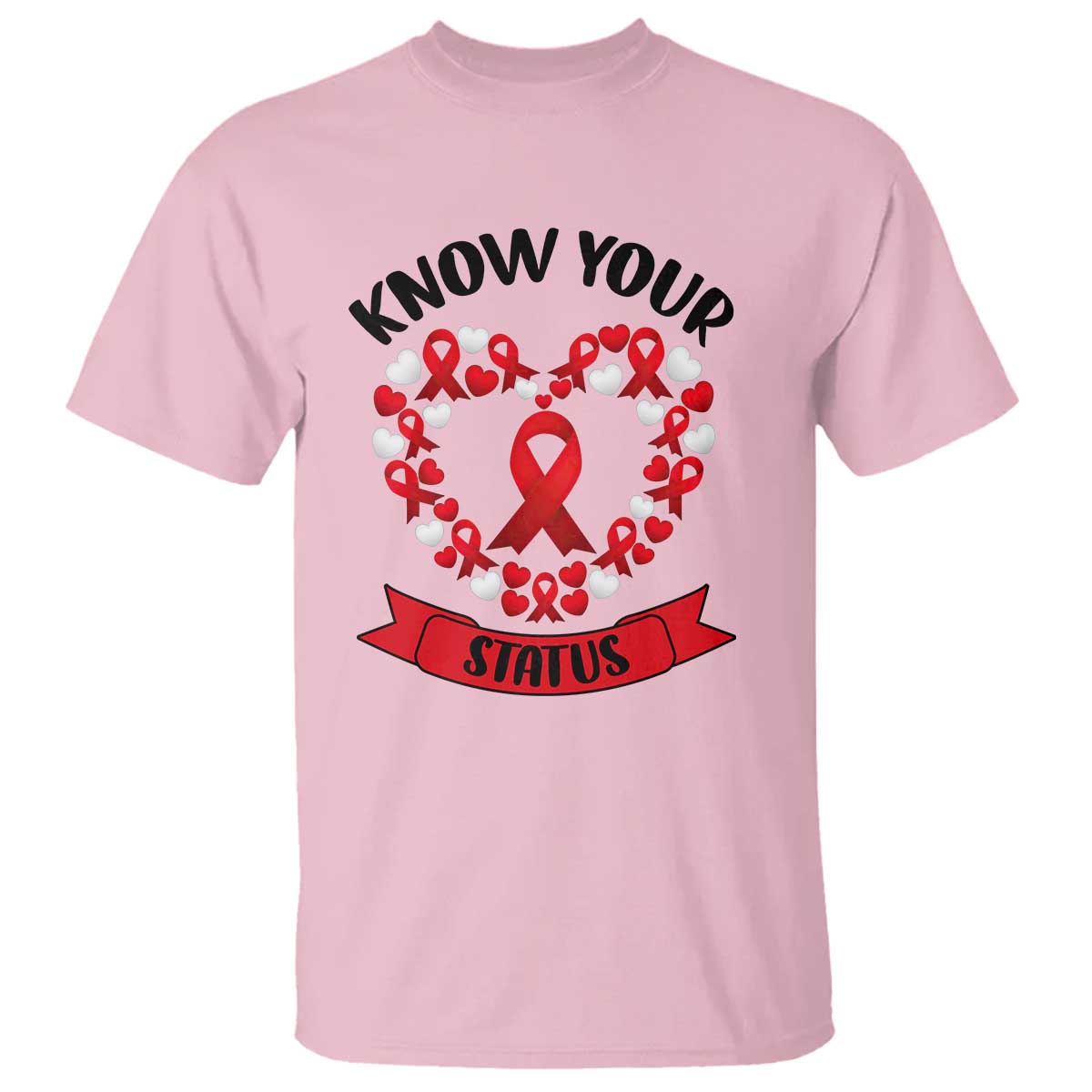 Know Your Status Red Ribbon HIV AIDS Awareness Support Month Gift T Shirt - Wonder Print Shop
