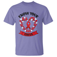 Know Your Status Red Ribbon HIV AIDS Awareness Support Month Gift T Shirt - Wonder Print Shop
