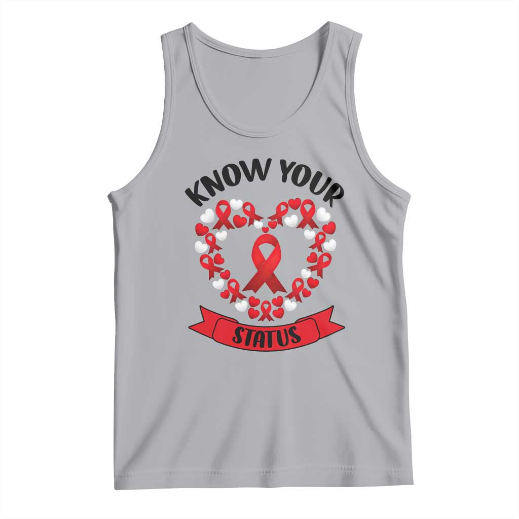 Know Your Status Red Ribbon HIV AIDS Awareness Support Month Gift Tank Top - Wonder Print Shop