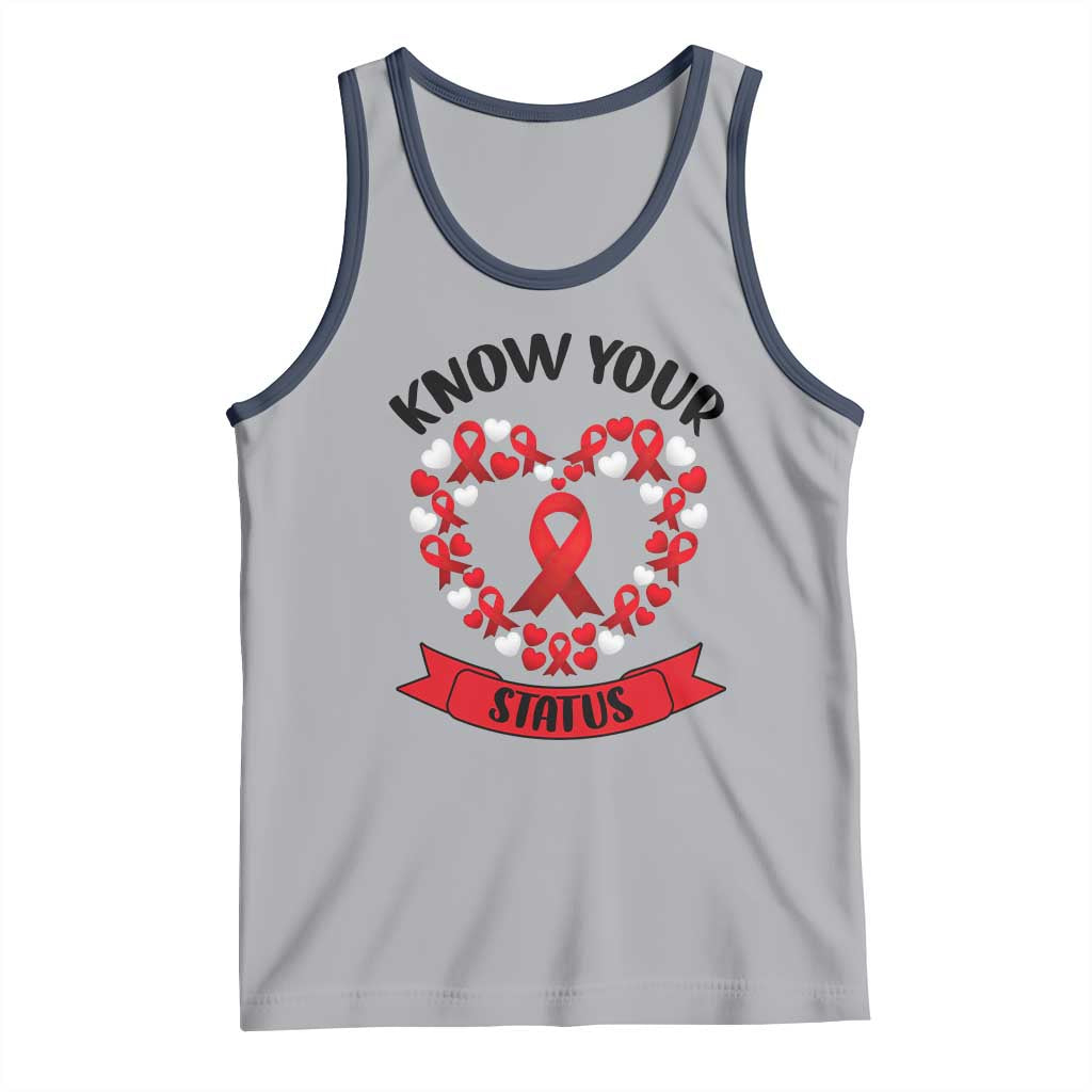 Know Your Status Red Ribbon HIV AIDS Awareness Support Month Gift Tank Top - Wonder Print Shop