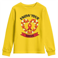 Know Your Status Red Ribbon HIV AIDS Awareness Support Month Gift Youth Sweatshirt - Wonder Print Shop