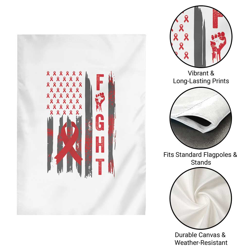 Fight For A Cure HIV AIDS Awareness Garden Flag Patriotic Red Ribbon Gift - Wonder Print Shop