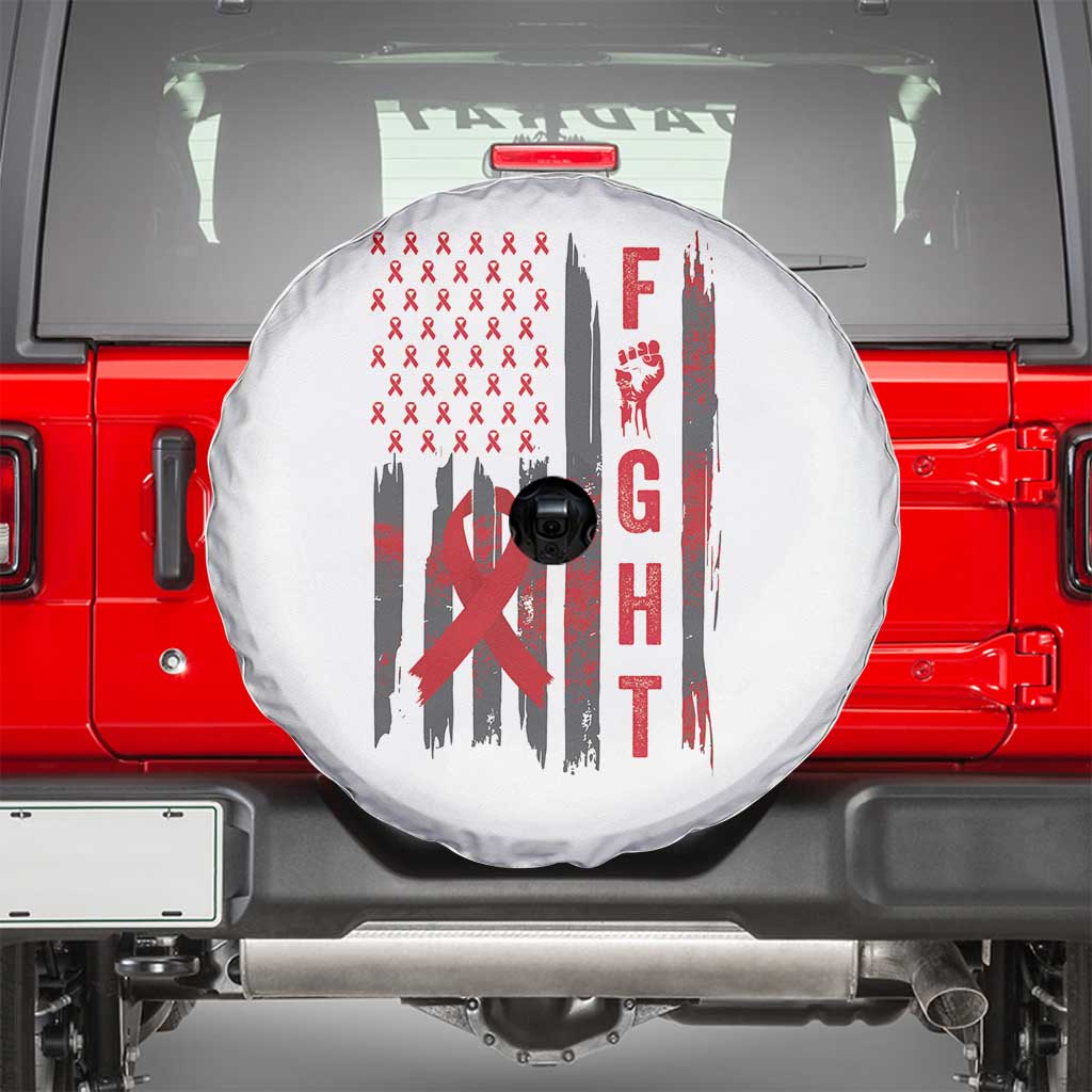 Fight For A Cure HIV AIDS Awareness Spare Tire Cover Patriotic Red Ribbon Gift - Wonder Print Shop