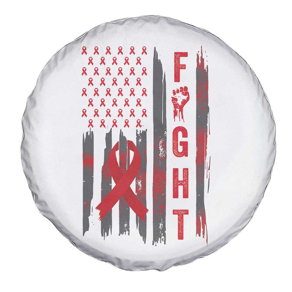 Fight For A Cure HIV AIDS Awareness Spare Tire Cover Patriotic Red Ribbon Gift - Wonder Print Shop