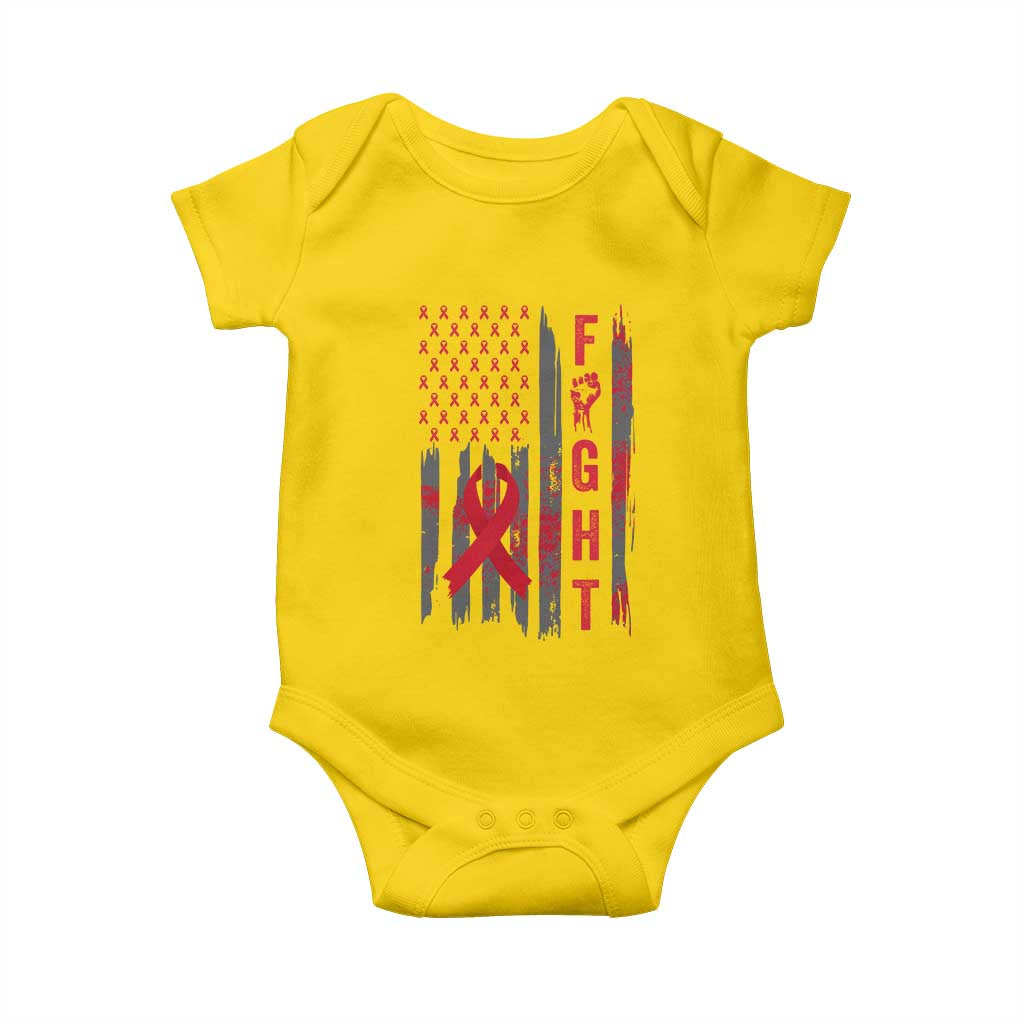 Fight For A Cure HIV AIDS Awareness Baby Onesie Patriotic Red Ribbon Gift - Wonder Print Shop