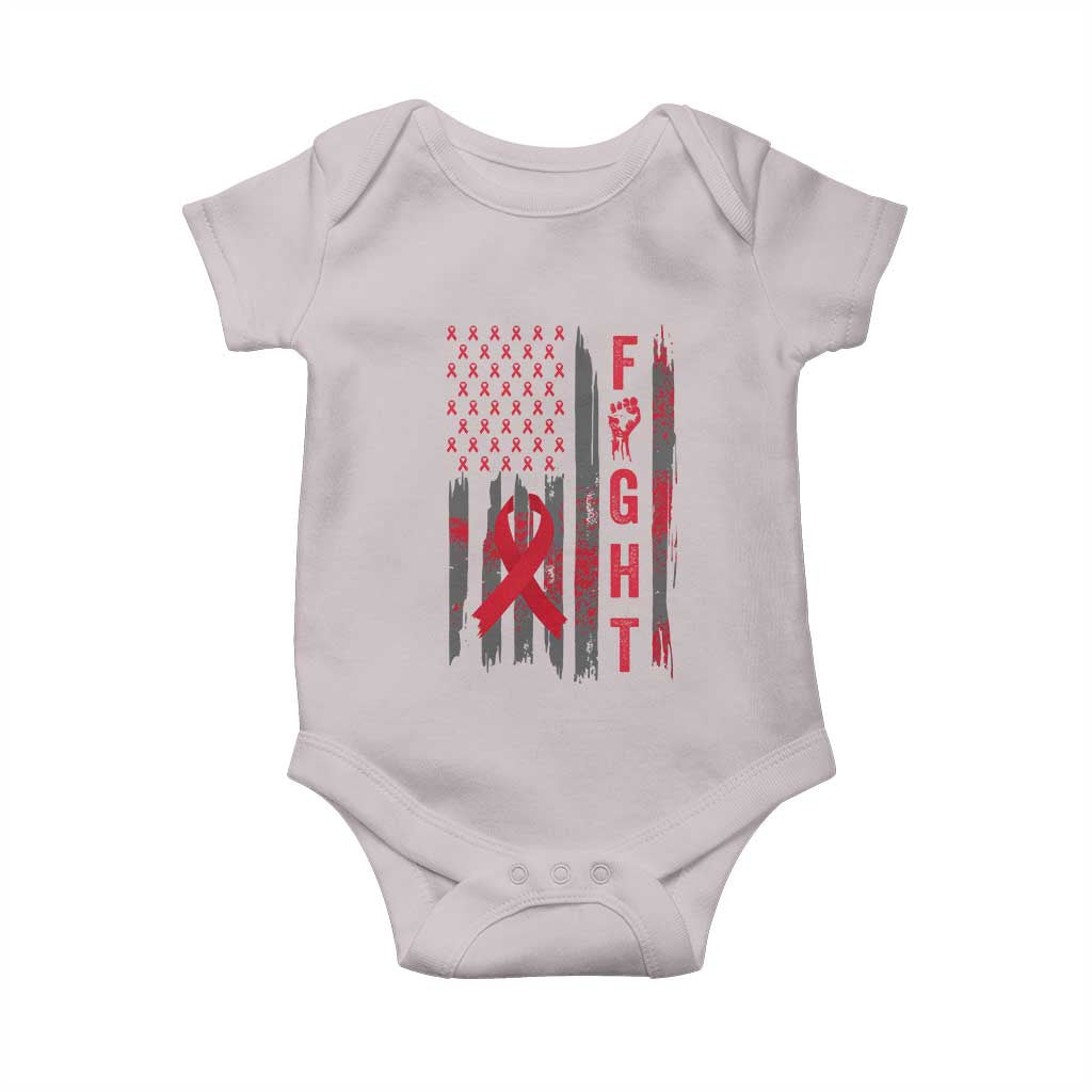 Fight For A Cure HIV AIDS Awareness Baby Onesie Patriotic Red Ribbon Gift - Wonder Print Shop