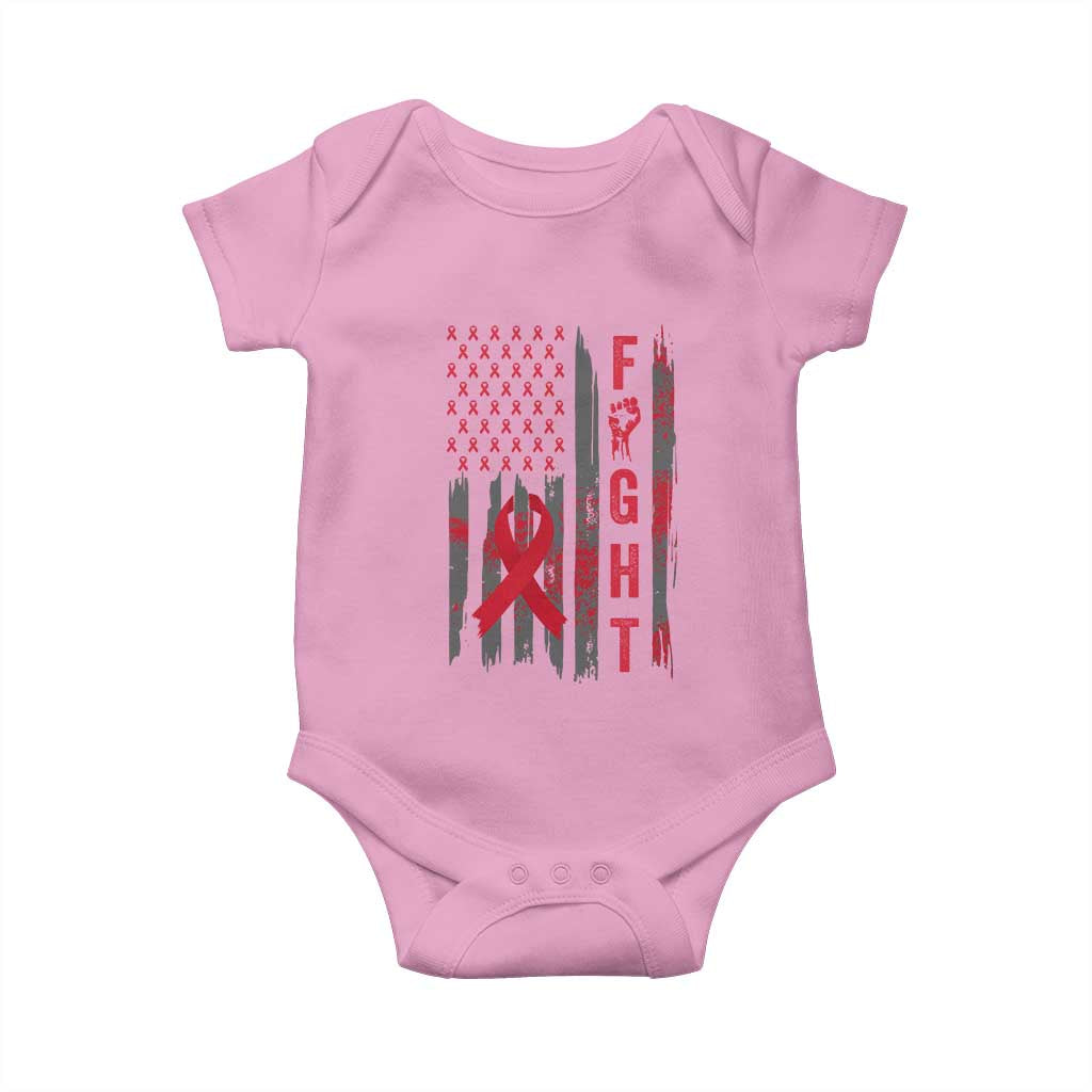 Fight For A Cure HIV AIDS Awareness Baby Onesie Patriotic Red Ribbon Gift - Wonder Print Shop