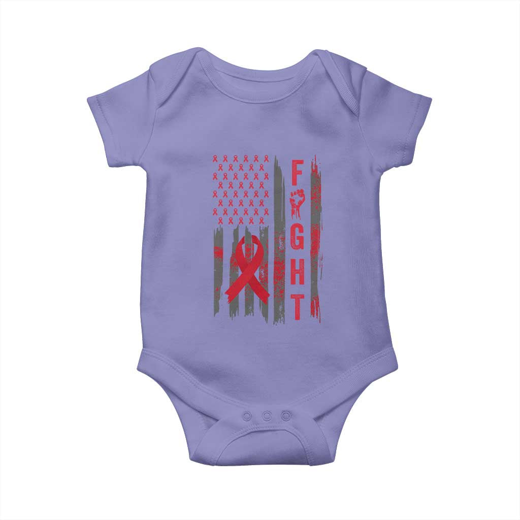 Fight For A Cure HIV AIDS Awareness Baby Onesie Patriotic Red Ribbon Gift - Wonder Print Shop