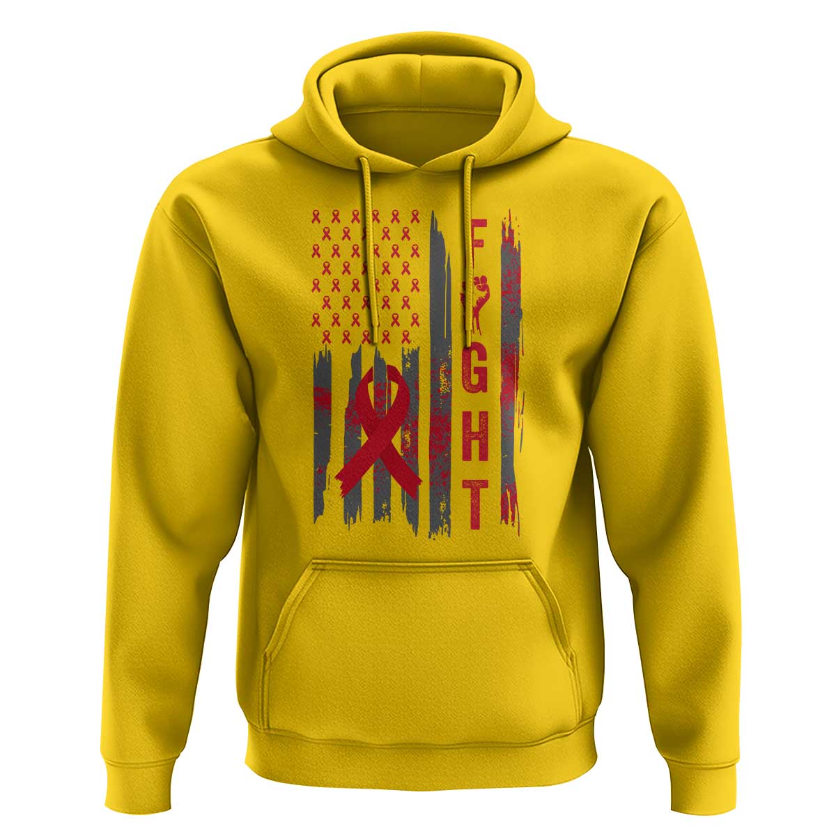 Fight For A Cure HIV AIDS Awareness Hoodie Patriotic Red Ribbon Gift - Wonder Print Shop