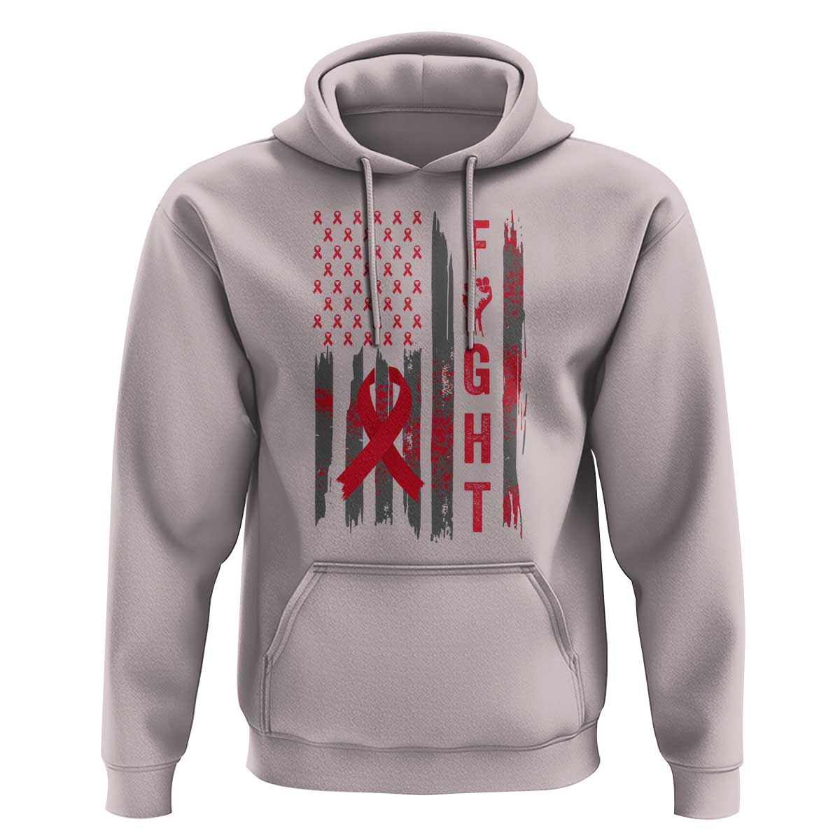 Fight For A Cure HIV AIDS Awareness Hoodie Patriotic Red Ribbon Gift - Wonder Print Shop