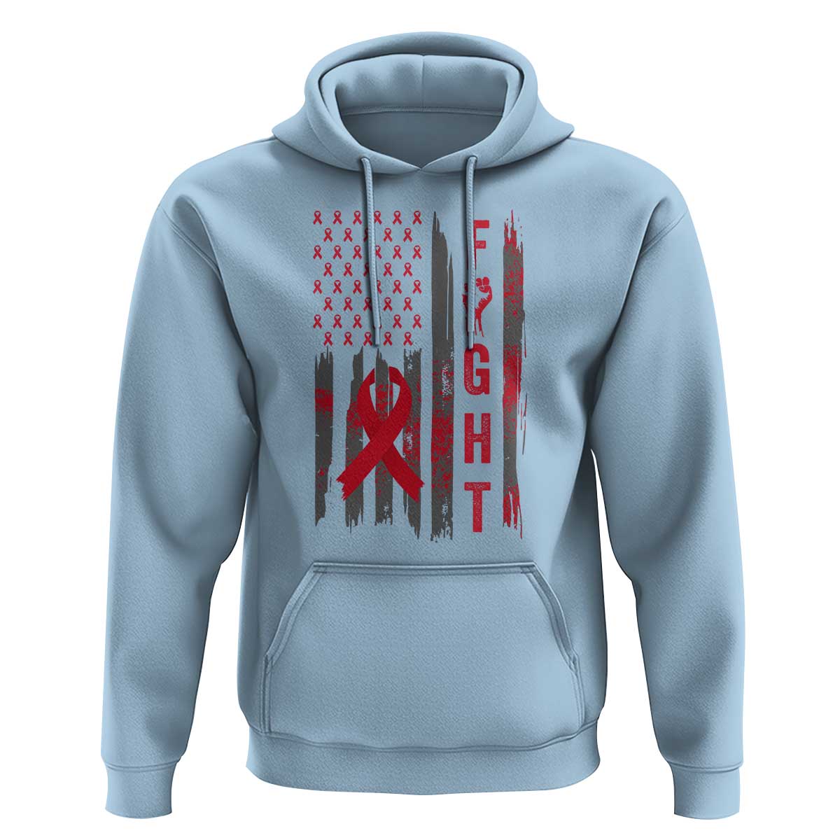 Fight For A Cure HIV AIDS Awareness Hoodie Patriotic Red Ribbon Gift - Wonder Print Shop