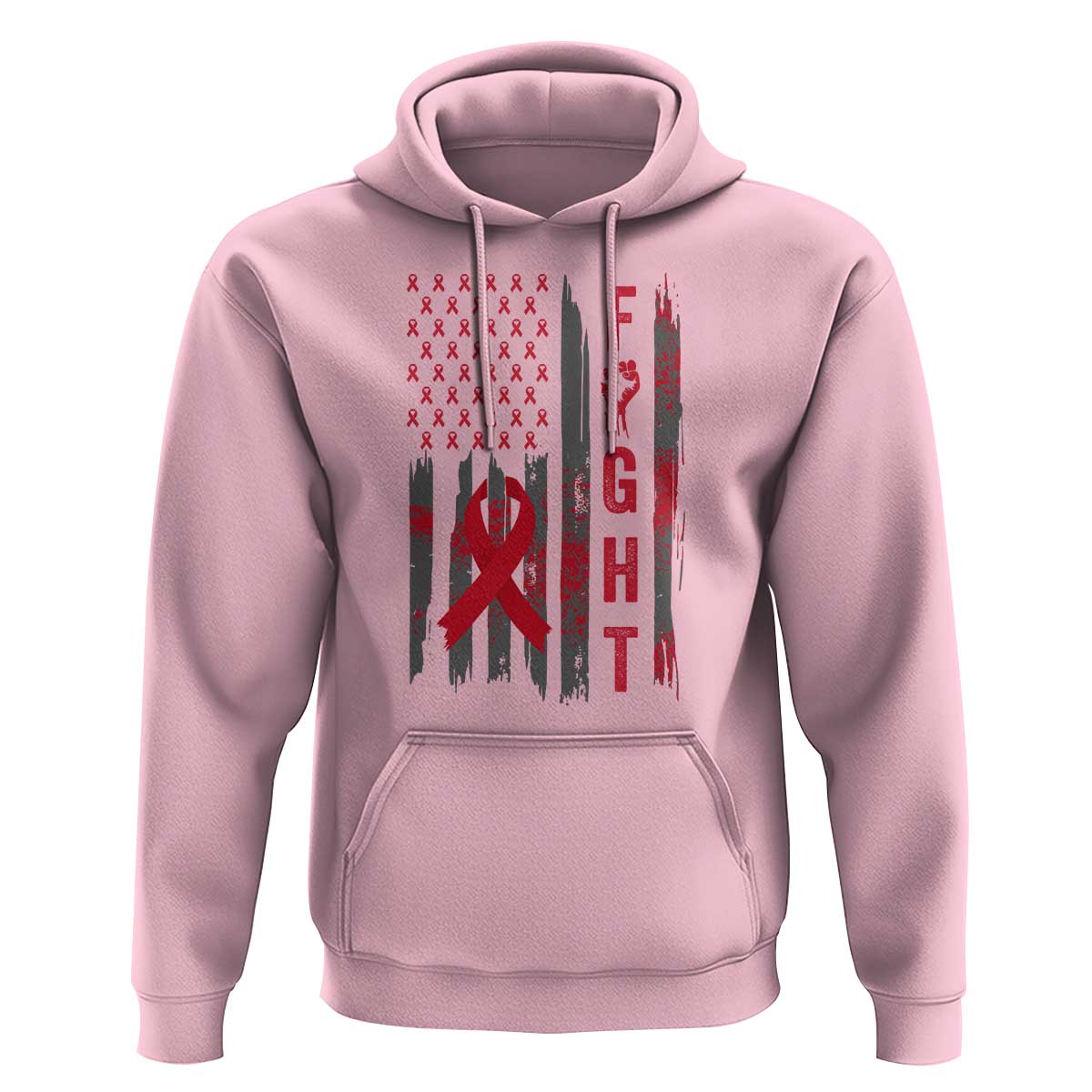 Fight For A Cure HIV AIDS Awareness Hoodie Patriotic Red Ribbon Gift - Wonder Print Shop