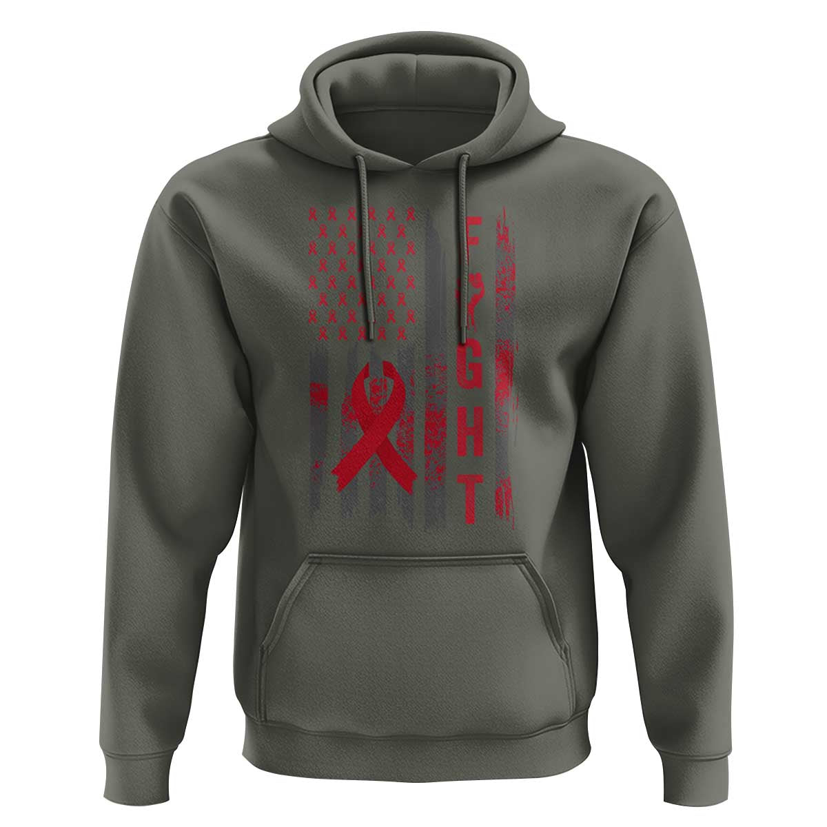 Fight For A Cure HIV AIDS Awareness Hoodie Patriotic Red Ribbon Gift - Wonder Print Shop
