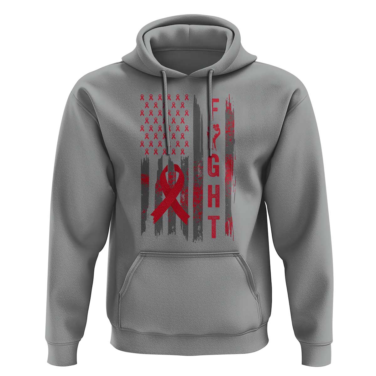 Fight For A Cure HIV AIDS Awareness Hoodie Patriotic Red Ribbon Gift - Wonder Print Shop