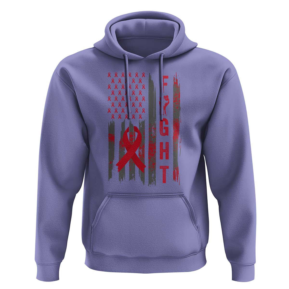 Fight For A Cure HIV AIDS Awareness Hoodie Patriotic Red Ribbon Gift - Wonder Print Shop