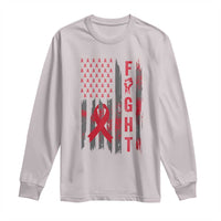 Fight For A Cure HIV AIDS Awareness Long Sleeve Shirt Patriotic Red Ribbon Gift - Wonder Print Shop