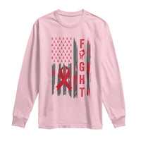 Fight For A Cure HIV AIDS Awareness Long Sleeve Shirt Patriotic Red Ribbon Gift - Wonder Print Shop