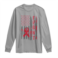 Fight For A Cure HIV AIDS Awareness Long Sleeve Shirt Patriotic Red Ribbon Gift - Wonder Print Shop