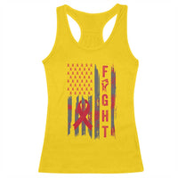 Fight For A Cure HIV AIDS Awareness Racerback Tank Top Patriotic Red Ribbon Gift - Wonder Print Shop