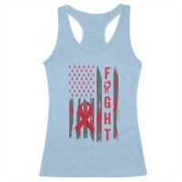 Fight For A Cure HIV AIDS Awareness Racerback Tank Top Patriotic Red Ribbon Gift - Wonder Print Shop