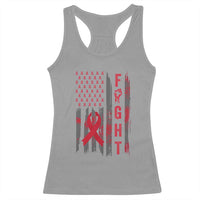 Fight For A Cure HIV AIDS Awareness Racerback Tank Top Patriotic Red Ribbon Gift - Wonder Print Shop