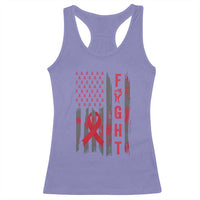 Fight For A Cure HIV AIDS Awareness Racerback Tank Top Patriotic Red Ribbon Gift - Wonder Print Shop