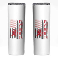 Fight For A Cure HIV AIDS Awareness Skinny Tumbler Patriotic Red Ribbon Gift - Wonder Print Shop