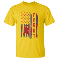 Fight For A Cure HIV AIDS Awareness T Shirt Patriotic Red Ribbon Gift - Wonder Print Shop