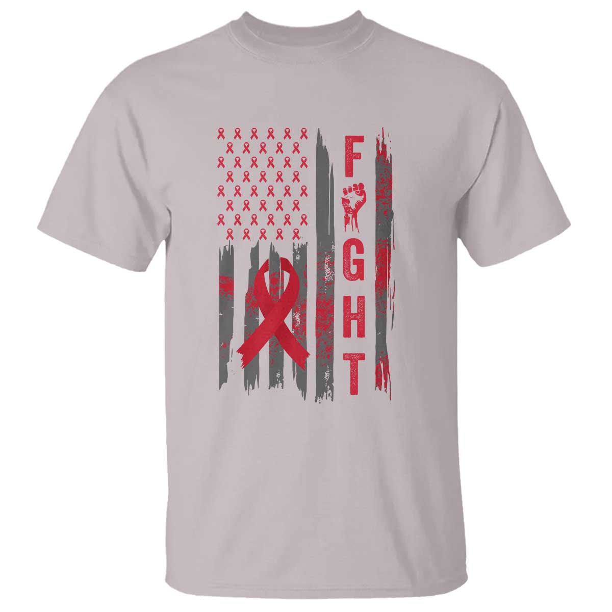 Fight For A Cure HIV AIDS Awareness T Shirt Patriotic Red Ribbon Gift - Wonder Print Shop
