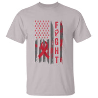 Fight For A Cure HIV AIDS Awareness T Shirt Patriotic Red Ribbon Gift - Wonder Print Shop