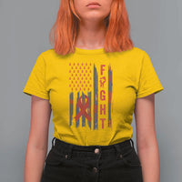 Fight For A Cure HIV AIDS Awareness T Shirt For Women Patriotic Red Ribbon Gift - Wonder Print Shop