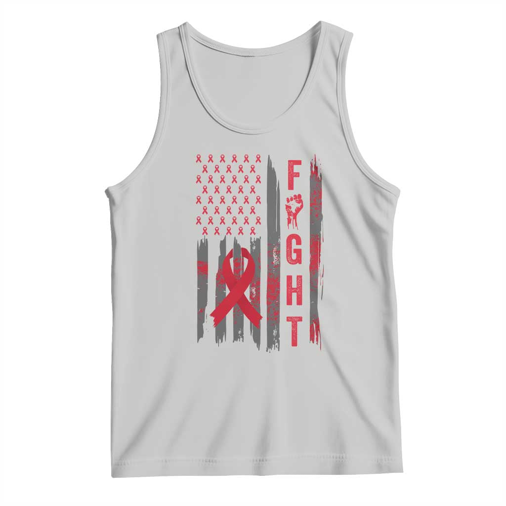 Fight For A Cure HIV AIDS Awareness Tank Top Patriotic Red Ribbon Gift - Wonder Print Shop
