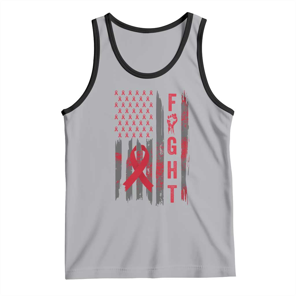 Fight For A Cure HIV AIDS Awareness Tank Top Patriotic Red Ribbon Gift - Wonder Print Shop