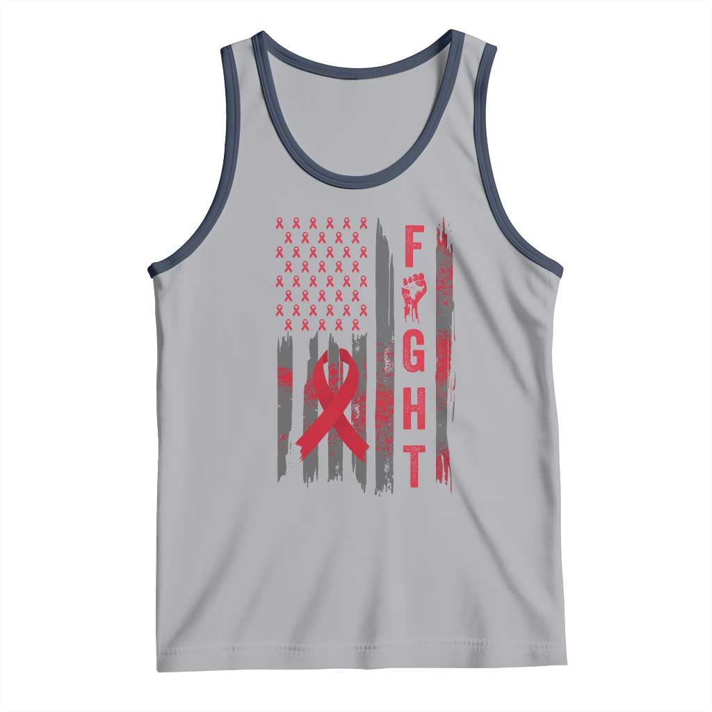 Fight For A Cure HIV AIDS Awareness Tank Top Patriotic Red Ribbon Gift - Wonder Print Shop