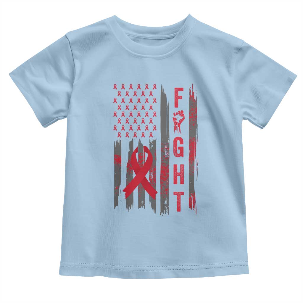 Fight For A Cure HIV AIDS Awareness Toddler T Shirt Patriotic Red Ribbon Gift - Wonder Print Shop