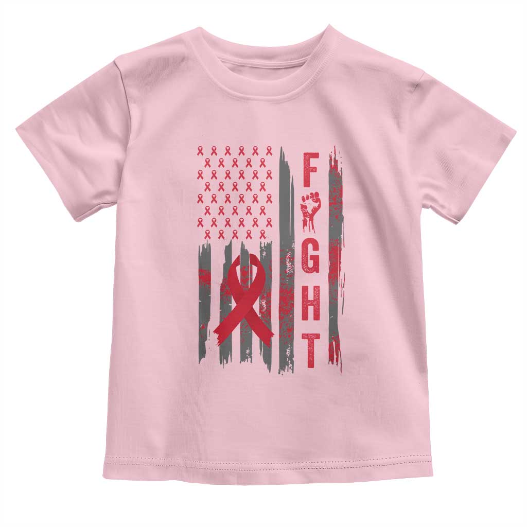 Fight For A Cure HIV AIDS Awareness Toddler T Shirt Patriotic Red Ribbon Gift - Wonder Print Shop