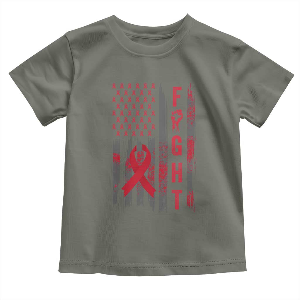 Fight For A Cure HIV AIDS Awareness Toddler T Shirt Patriotic Red Ribbon Gift - Wonder Print Shop