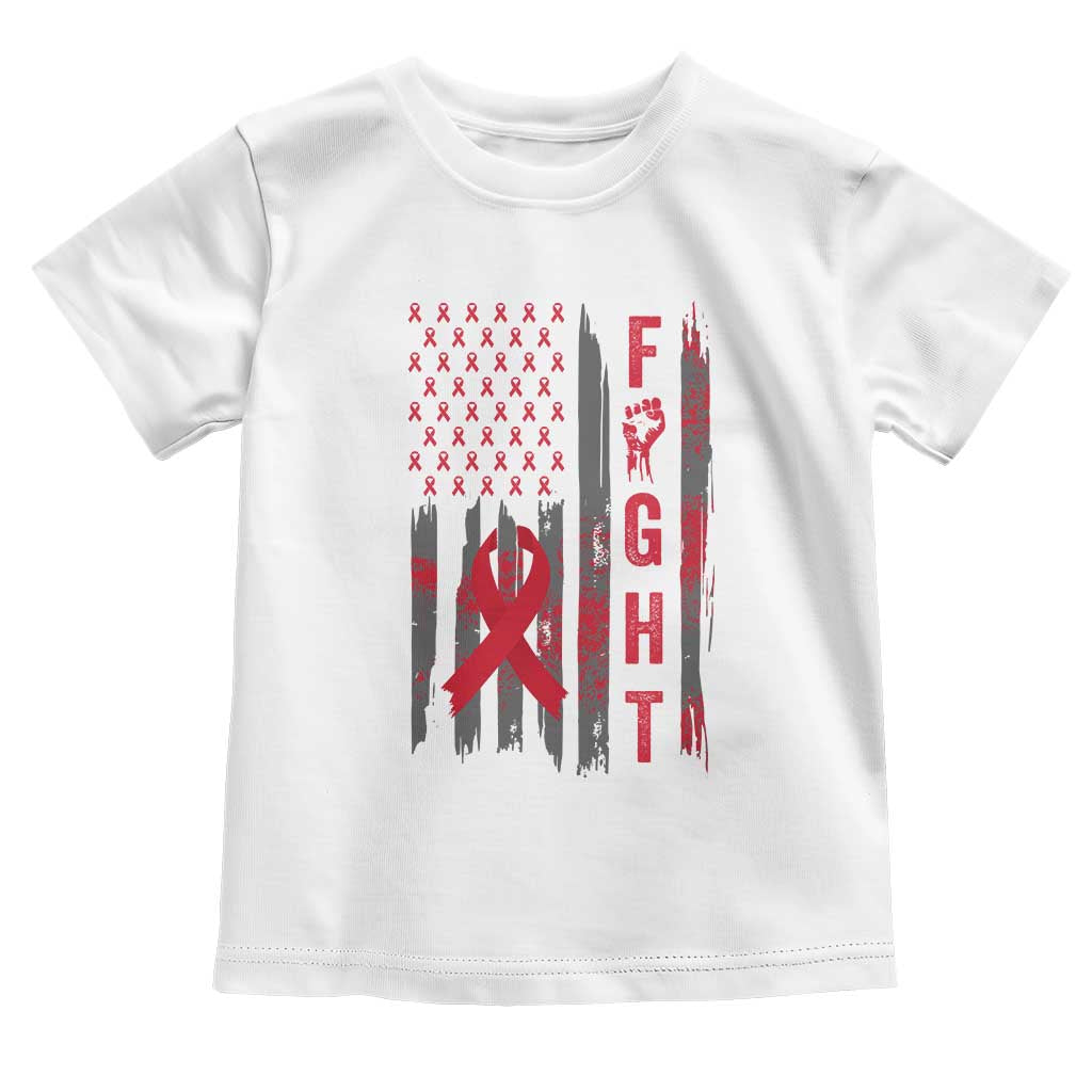 Fight For A Cure HIV AIDS Awareness Toddler T Shirt Patriotic Red Ribbon Gift - Wonder Print Shop
